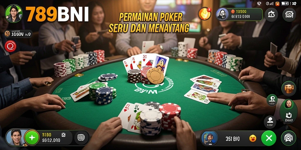Tampilan gameplay seru dalam aplikasi Poker 789BNI.