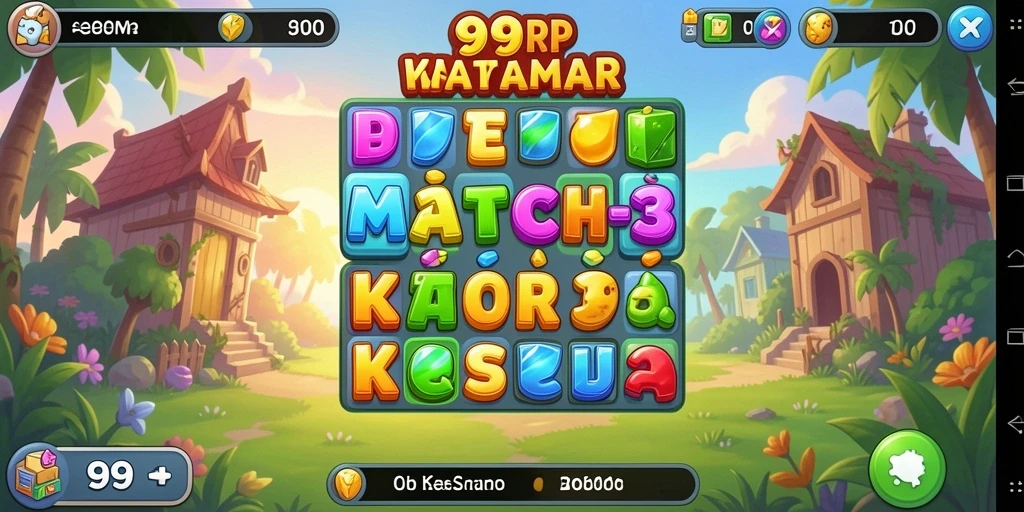 Tampilan gameplay seru dalam game Match-3 99RP.