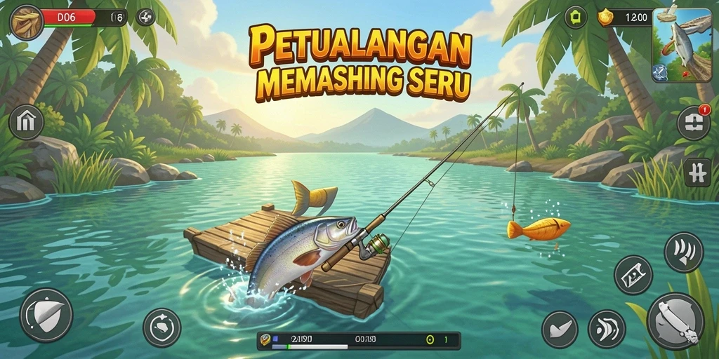 Tangkapan ikan yang besar dalam gameplay D06 yang seru.