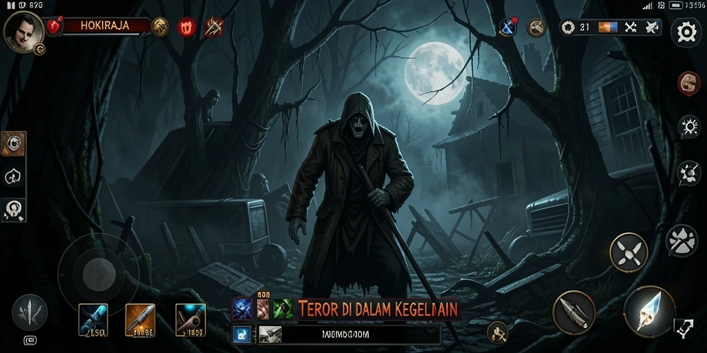 Gameplay HOKIRAJA yang mencekam dan penuh ketegangan.