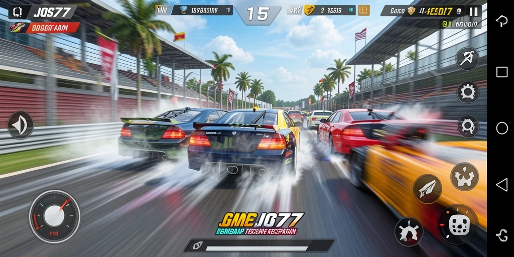 Screenshot gameplay JOS77 menampilkan aksi balap yang mendebarkan dan grafis yang menawan.