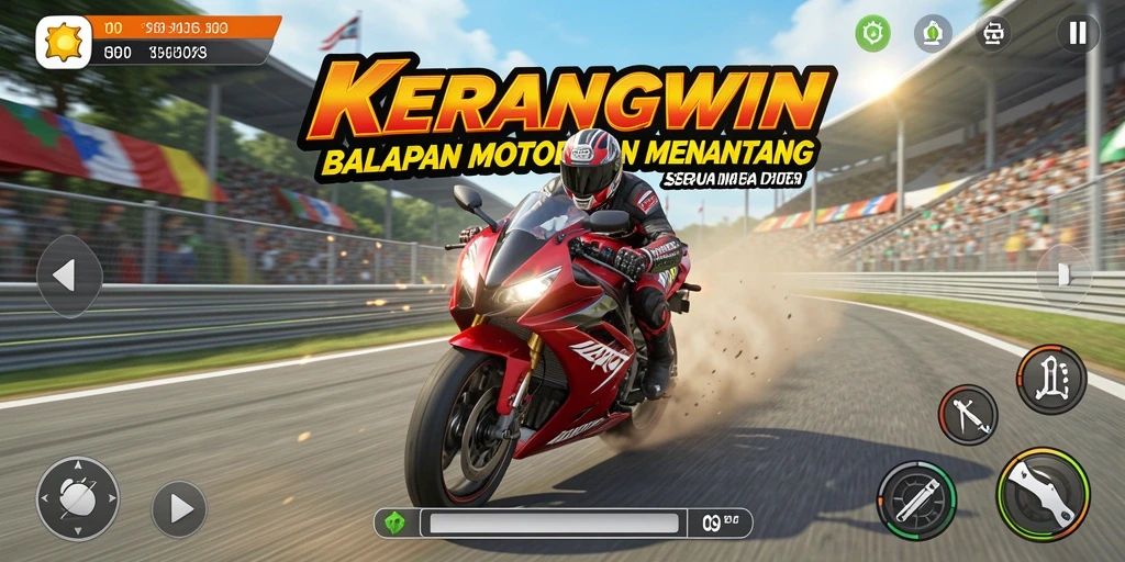 Gameplay KERANGWIN dengan aksi balapan yang mendebarkan.