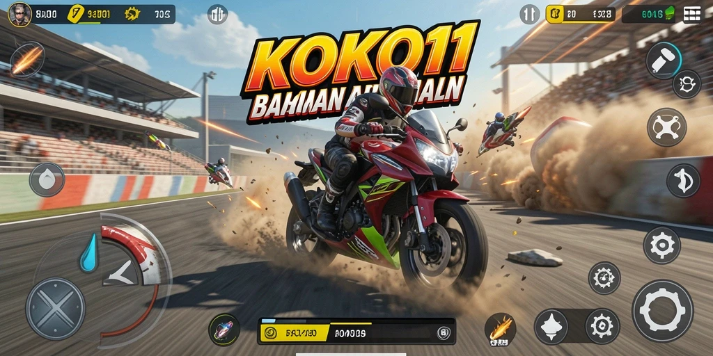 Screenshot KOKO11 menampilkan aksi balap motor yang mendebarkan.