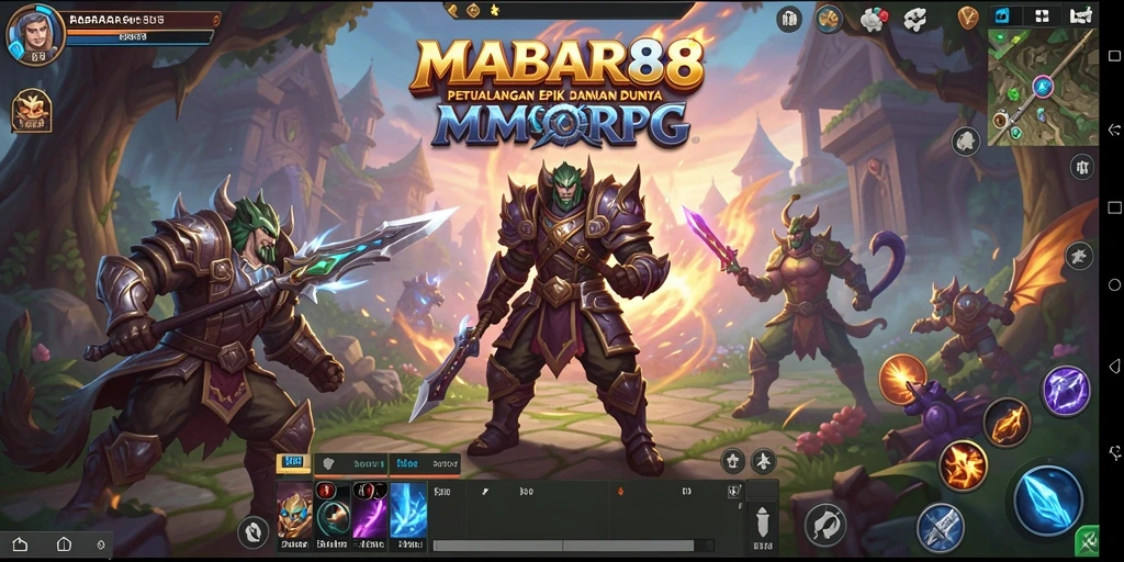 Tampilan gameplay MABAR88 dengan pertarungan seru dan karakter unik.