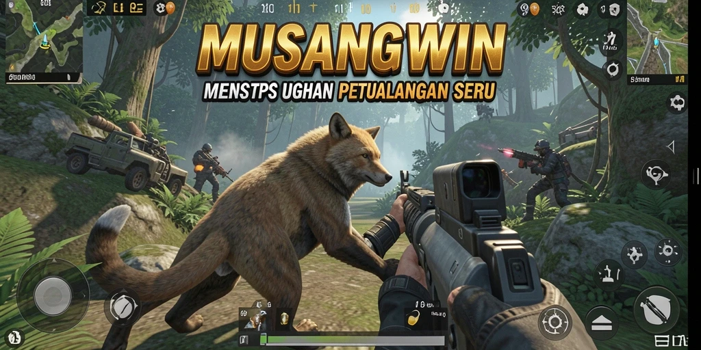 Screenshot dari gameplay <strong>MUSANGWIN</strong> menampilkan aksi menegangkan di dunia TPS.