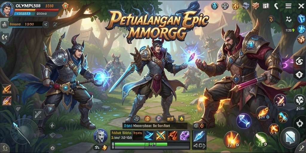 Screenshot OLYMPUS88 menampilkan pertempuran seru dalam dunia MMORPG.