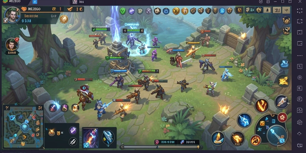 Tampilan gameplay menarik dari REZEGO dengan elemen strategi SLG.