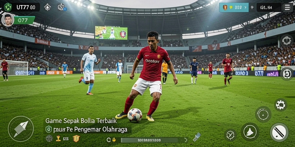 Screenshot UT77 menampilkan serunya aksi permainan sepak bola.